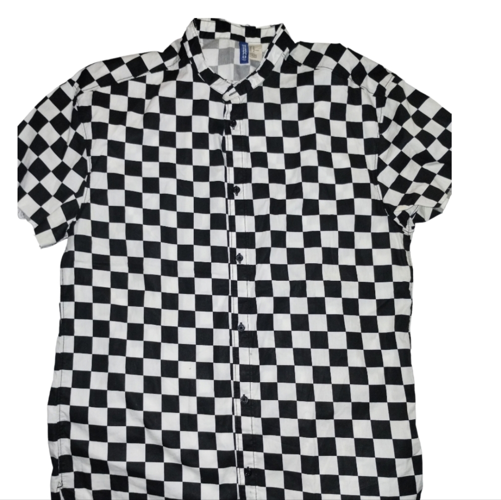 00s skater boi checkered button